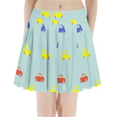 Car Yellow Blue Orange Pleated Mini Skirt by Mariart