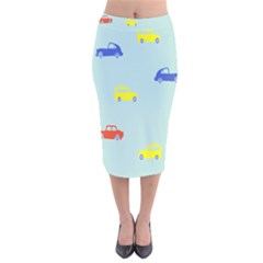 Car Yellow Blue Orange Velvet Midi Pencil Skirt by Mariart