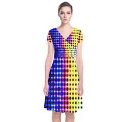 A Creative Colorful Background Short Sleeve Front Wrap Dress by Nexatart