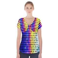 A Creative Colorful Background Short Sleeve Front Detail Top by Nexatart