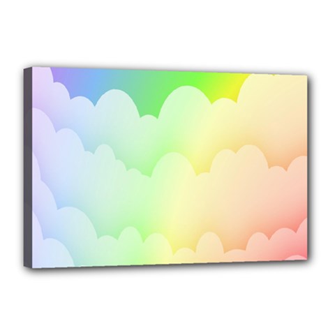 Cloud Blue Sky Rainbow Pink Yellow Green Red White Wave Canvas 18  X 12  by Mariart