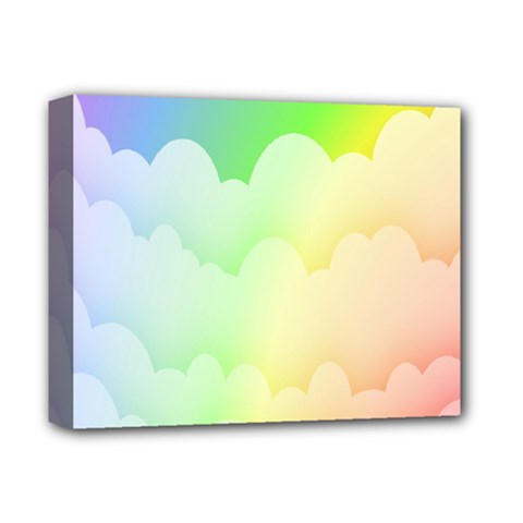 Cloud Blue Sky Rainbow Pink Yellow Green Red White Wave Deluxe Canvas 14  X 11  by Mariart