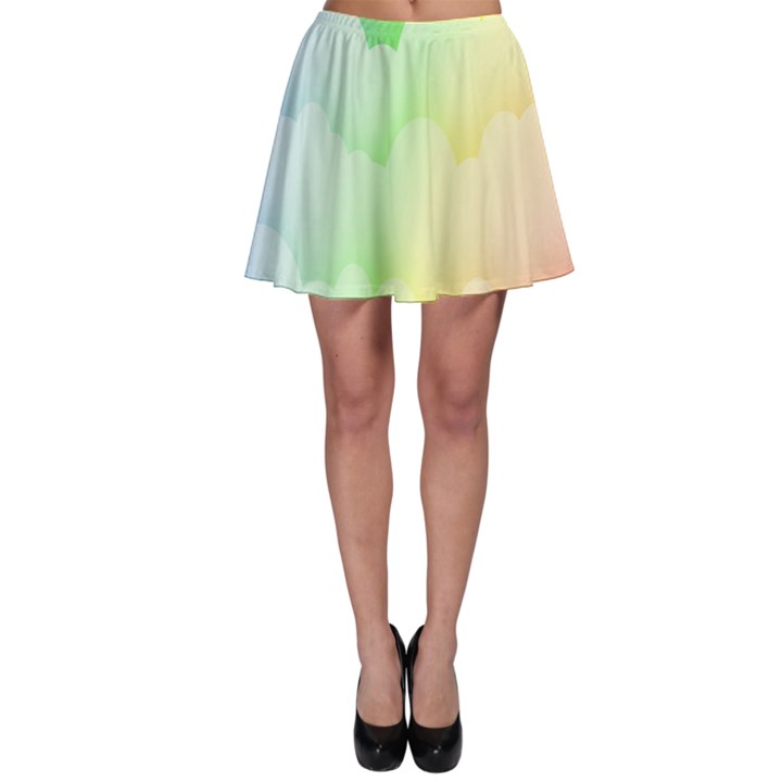 Cloud Blue Sky Rainbow Pink Yellow Green Red White Wave Skater Skirt