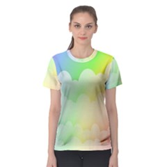 Cloud Blue Sky Rainbow Pink Yellow Green Red White Wave Women s Sport Mesh Tee