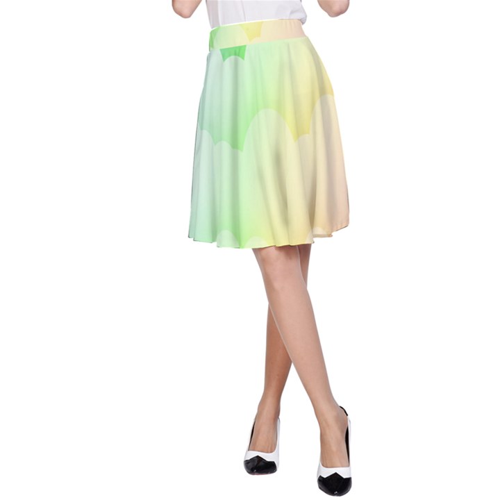 Cloud Blue Sky Rainbow Pink Yellow Green Red White Wave A-Line Skirt