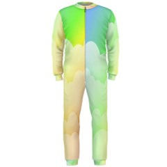 Cloud Blue Sky Rainbow Pink Yellow Green Red White Wave Onepiece Jumpsuit (men)  by Mariart