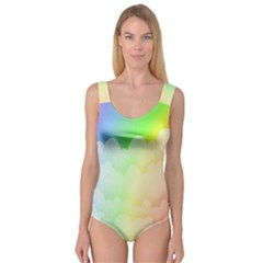 Cloud Blue Sky Rainbow Pink Yellow Green Red White Wave Princess Tank Leotard  by Mariart