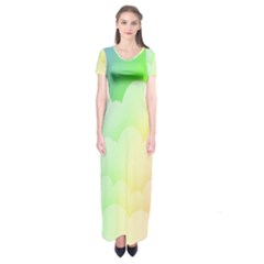 Cloud Blue Sky Rainbow Pink Yellow Green Red White Wave Short Sleeve Maxi Dress by Mariart