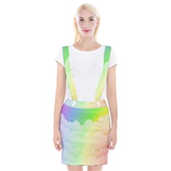 Cloud Blue Sky Rainbow Pink Yellow Green Red White Wave Suspender Skirt by Mariart