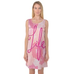 Life Typogrphic Sleeveless Satin Nightdress by Nexatart