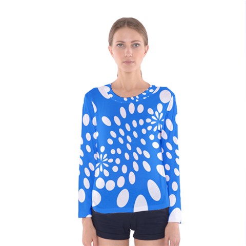 Circles Polka Dot Blue White Women s Long Sleeve Tee by Mariart