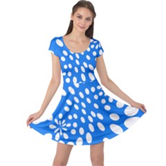 Circles Polka Dot Blue White Cap Sleeve Dresses by Mariart