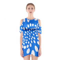 Circles Polka Dot Blue White Shoulder Cutout One Piece by Mariart