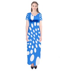 Circles Polka Dot Blue White Short Sleeve Maxi Dress by Mariart