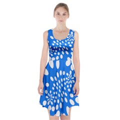 Circles Polka Dot Blue White Racerback Midi Dress by Mariart