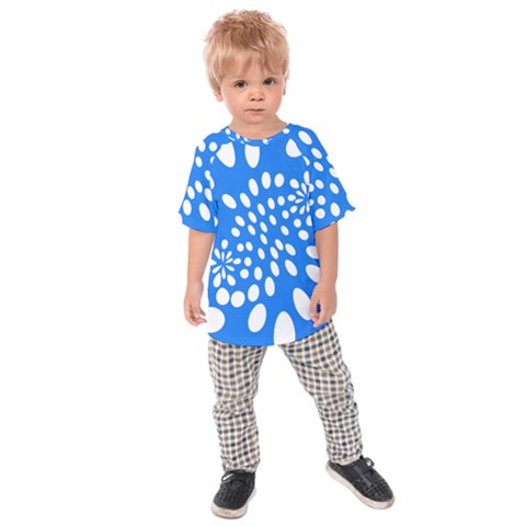 Circles Polka Dot Blue White Kids  Raglan Tee by Mariart