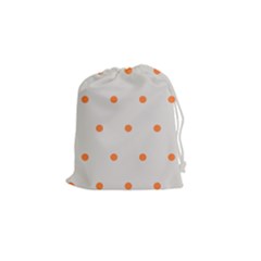 Diamond Polka Dot Grey Orange Circle Spot Drawstring Pouches (small)  by Mariart