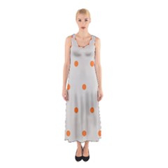 Diamond Polka Dot Grey Orange Circle Spot Sleeveless Maxi Dress by Mariart