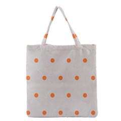 Diamond Polka Dot Grey Orange Circle Spot Grocery Tote Bag by Mariart