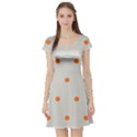 Diamond Polka Dot Grey Orange Circle Spot Short Sleeve Skater Dress View1