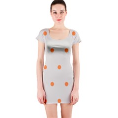 Diamond Polka Dot Grey Orange Circle Spot Short Sleeve Bodycon Dress by Mariart