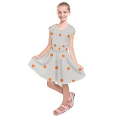 Diamond Polka Dot Grey Orange Circle Spot Kids  Short Sleeve Dress by Mariart