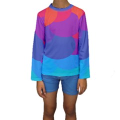 Circles Colorful Balloon Circle Purple Blue Red Orange Kids  Long Sleeve Swimwear by Mariart