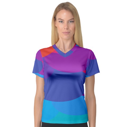 Circles Colorful Balloon Circle Purple Blue Red Orange Women s V-neck Sport Mesh Tee by Mariart