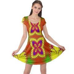 Digital Color Ornament Cap Sleeve Dresses by Nexatart