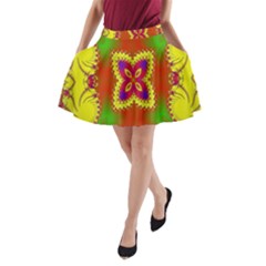 Digital Color Ornament A-line Pocket Skirt by Nexatart