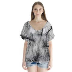 Trees Without Leaves Flutter Sleeve Top by Nexatart