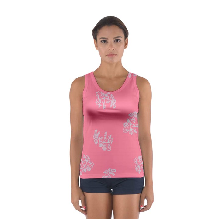 Branch Berries Seamless Red Grey Pink Women s Sport Tank Top 