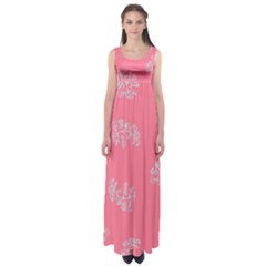 Branch Berries Seamless Red Grey Pink Empire Waist Maxi Dress by Mariart