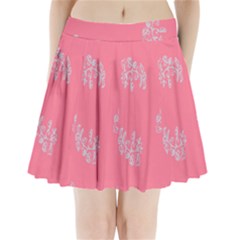 Branch Berries Seamless Red Grey Pink Pleated Mini Skirt by Mariart