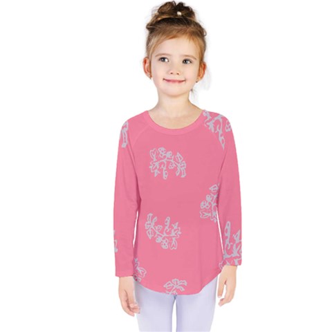 Branch Berries Seamless Red Grey Pink Kids  Long Sleeve Tee by Mariart