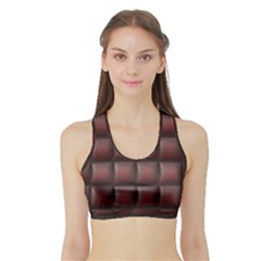 Red Cell Leather Retro Car Seat Textures Sports Bra With Border by Nexatart