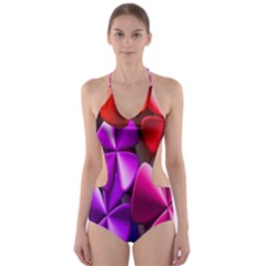 Colorful Flower Floral Rainbow Cut-out One Piece Swimsuit by Mariart