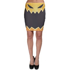 Halloween Pumpkin Orange Mask Face Sinister Eye Black Bodycon Skirt by Mariart