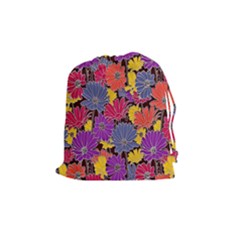 Colorful Floral Pattern Background Drawstring Pouches (medium)  by Nexatart