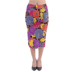 Colorful Floral Pattern Background Midi Pencil Skirt by Nexatart