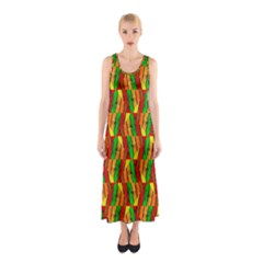 Colorful Wooden Background Pattern Sleeveless Maxi Dress