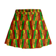 Colorful Wooden Background Pattern Mini Flare Skirt