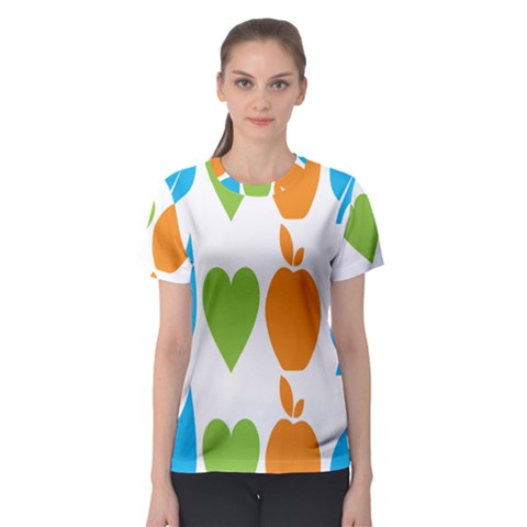 Fruit Apple Orange Green Blue Women s Sport Mesh Tee by Mariart