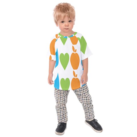 Fruit Apple Orange Green Blue Kids  Raglan Tee by Mariart