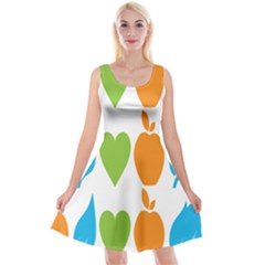 Fruit Apple Orange Green Blue Reversible Velvet Sleeveless Dress by Mariart