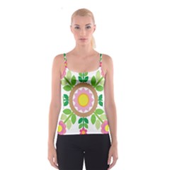 Flower Floral Sunflower Sakura Star Leaf Spaghetti Strap Top by Mariart