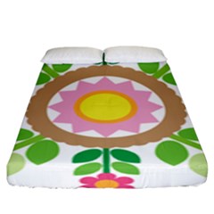 Flower Floral Sunflower Sakura Star Leaf Fitted Sheet (king Size) by Mariart