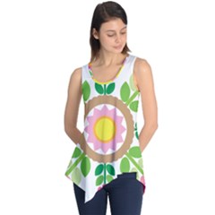 Flower Floral Sunflower Sakura Star Leaf Sleeveless Tunic by Mariart