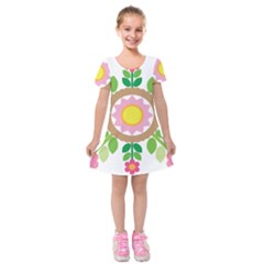 Flower Floral Sunflower Sakura Star Leaf Kids  Short Sleeve Velvet Dress by Mariart