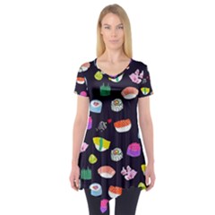 Japanese Food Sushi Fish Short Sleeve Tunic  by Mariart